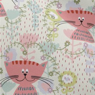 Pink Cat In The Flowers Chiffon