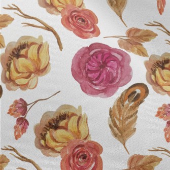 Warm Flowers In Watercolor Sty Chiffon