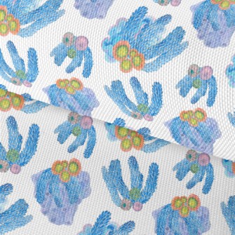 Watercolor Blue Flowing Coral Waterproof Oxford