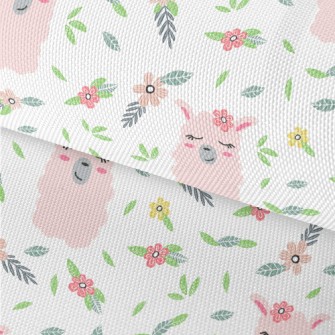 Alpaca Wearing Pink Flowers Waterproof Oxford
