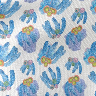 Watercolor Blue Flowing Coral Waterproof Canvas