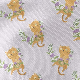 Cute Kitten Weaving A Wreath Waterproof Canvas