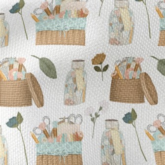 Sewing Utensils In A Bamboo Ba Waterproof Canvas