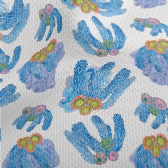 Watercolor Blue Flowing Coral Athletic Mesh Flat Back