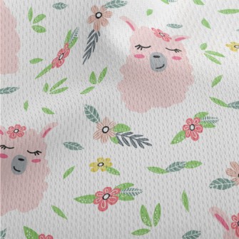Alpaca Wearing Pink Flowers Athletic Mesh Flat Back