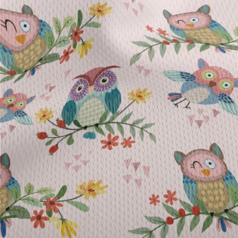 Owl Winking On A Branch Athletic Mesh Flat Back
