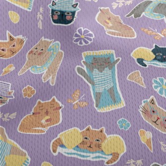 Cat Enjoying Summer On The Bea Athletic Mesh Flat Back