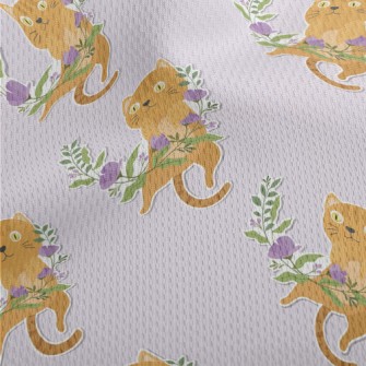 Cute Kitten Weaving A Wreath Athletic Mesh Flat Back