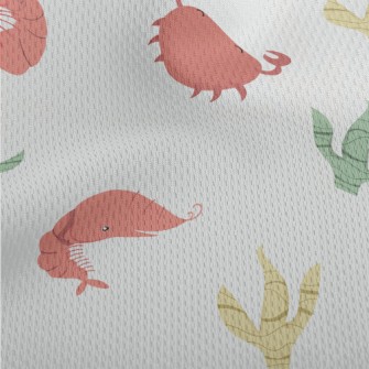 Red Crab And Shrimp Next To Se Athletic Mesh Flat Back