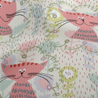 Pink Cat In The Flowers Athletic Mesh Flat Back