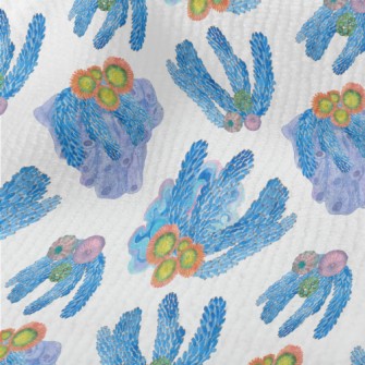 Watercolor Blue Flowing Coral Terry