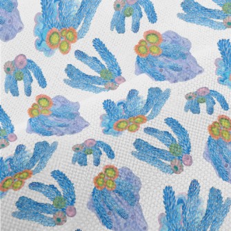 Watercolor Blue Flowing Coral Performance Linen