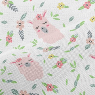 Alpaca Wearing Pink Flowers Performance Linen