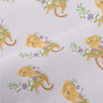 Cute Kitten Weaving A Wreath Performance Linen