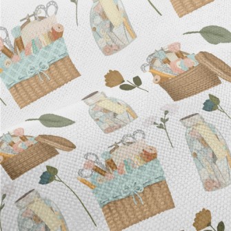Sewing Utensils In A Bamboo Ba Performance Linen