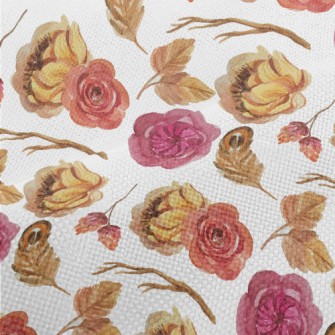Warm Flowers In Watercolor Sty Performance Linen