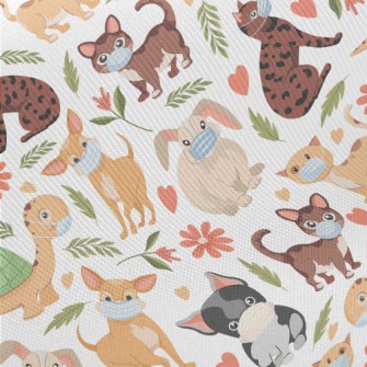 Small Animals Wearing Masks Twill
