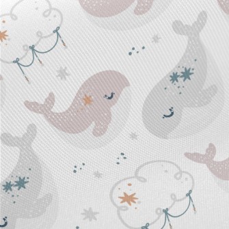 Cute Whale Clouds And Stars Twill
