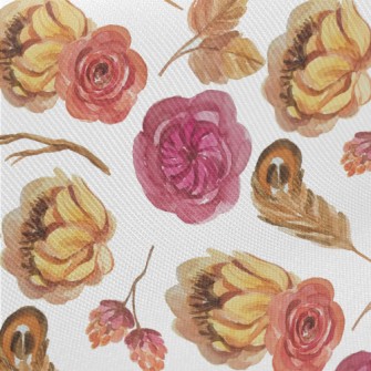 Warm Flowers In Watercolor Sty Twill