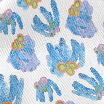 Watercolor Blue Flowing Coral Standard Corduroy