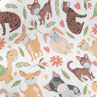 Small Animals Wearing Masks Standard Corduroy