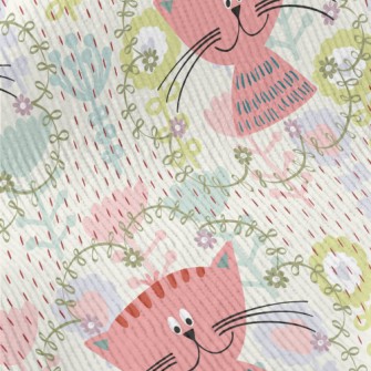 Pink Cat In The Flowers Standard Corduroy