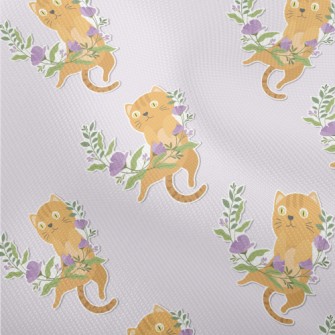 Cute Kitten Weaving A Wreath Dobby