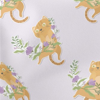 Cute Kitten Weaving A Wreath Stretch Ponte