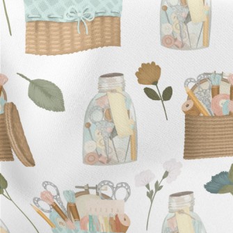 Sewing Utensils In A Bamboo Ba Stretch Ponte