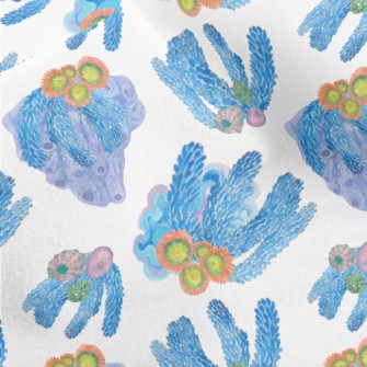 Watercolor Blue Flowing Coral Micro Fleece