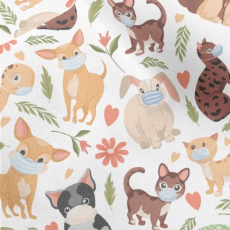 Small Animals Wearing Masks Micro Fleece