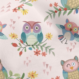 Owl Winking On A Branch Micro Fleece