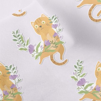 Cute Kitten Weaving A Wreath Micro Fleece