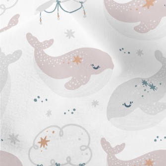 Cute Whale Clouds And Stars Micro Fleece