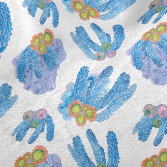 Watercolor Blue Flowing Coral Minky