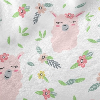 Alpaca Wearing Pink Flowers Minky