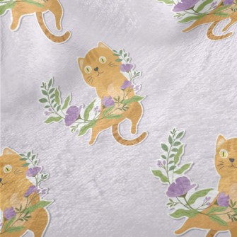 Cute Kitten Weaving A Wreath Minky