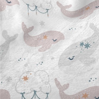 Cute Whale Clouds And Stars Minky