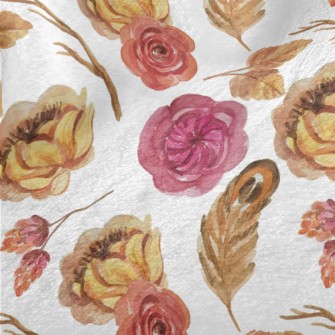 Warm Flowers In Watercolor Sty Minky