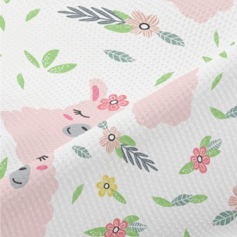 Alpaca Wearing Pink Flowers Piqué