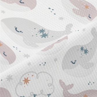 Cute Whale Clouds And Stars Piqué