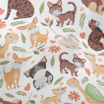 Small Animals Wearing Masks Lightweight Performance Linen
