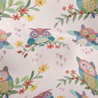 Owl Winking On A Branch Lightweight Performance Linen
