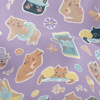 Cat Enjoying Summer On The Bea Lightweight Performance Linen