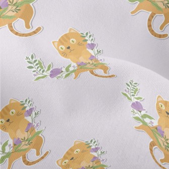 Cute Kitten Weaving A Wreath Lightweight Performance Linen