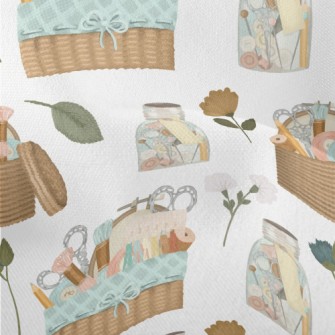 Sewing Utensils In A Bamboo Ba Lightweight Performance Linen