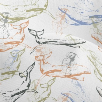 Whales Roaming The Sea Floor Lightweight Performance Linen