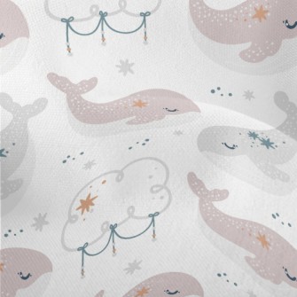Cute Whale Clouds And Stars Lightweight Performance Linen