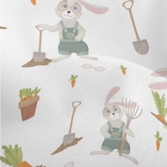 Rabbit Is Planting Carrots Lightweight Performance Linen