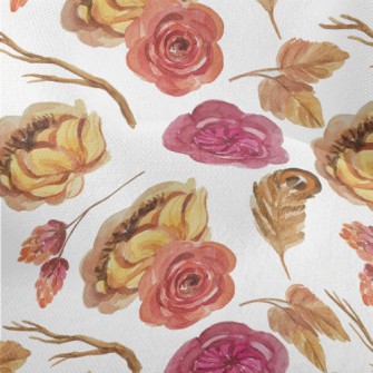 Warm Flowers In Watercolor Sty Lightweight Performance Linen